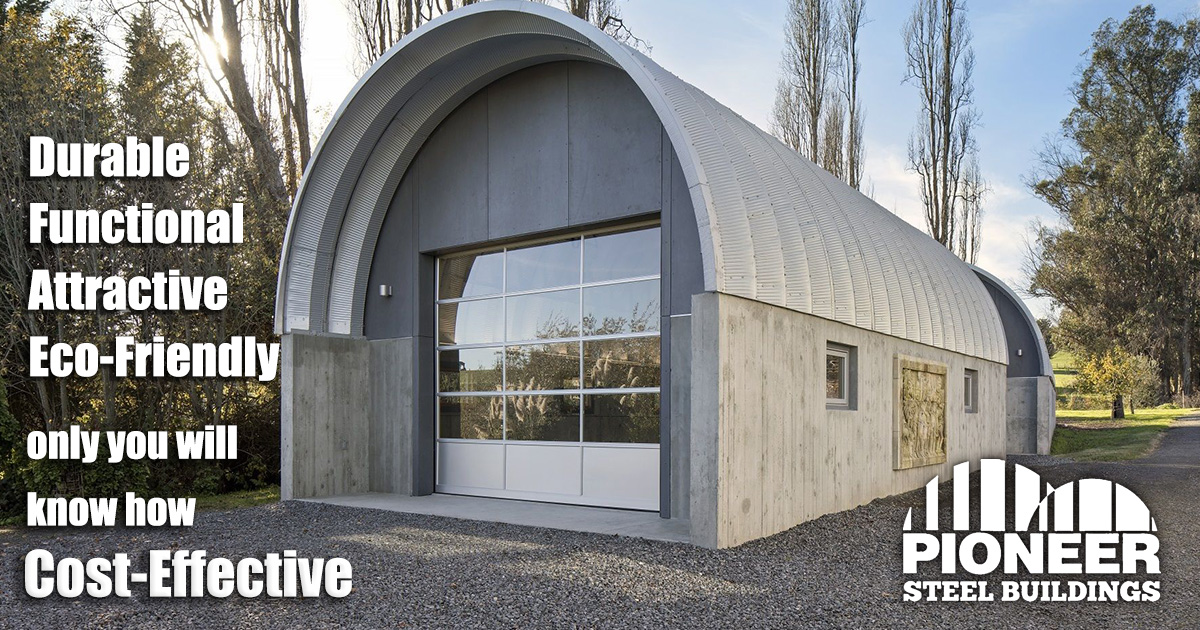 S-Series building with glass garage door